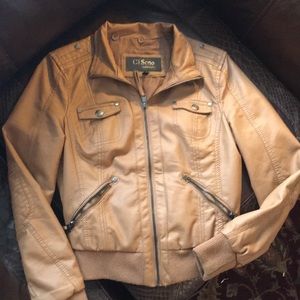Faux tan leather jacket